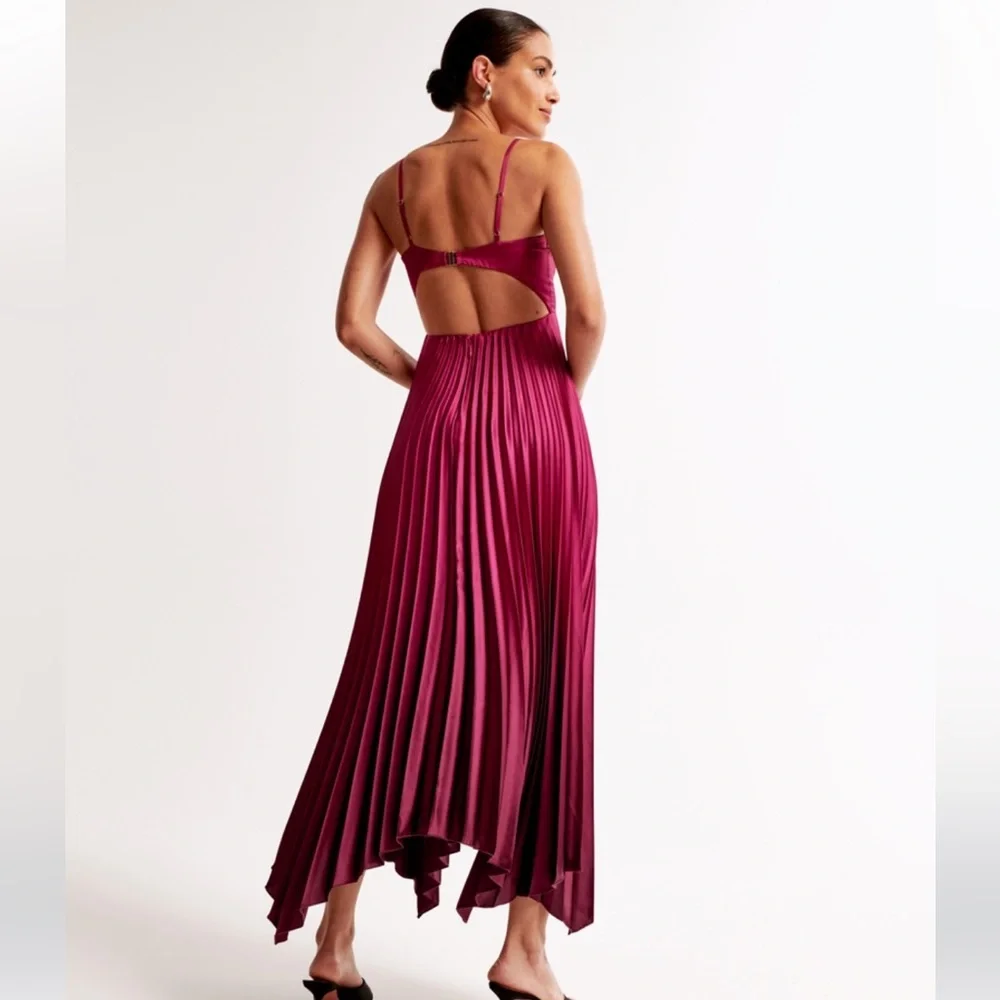 The A&F Giselle Clasp-Back Pleated Midi Dress NWT size XSP - Picture 4 of 9
